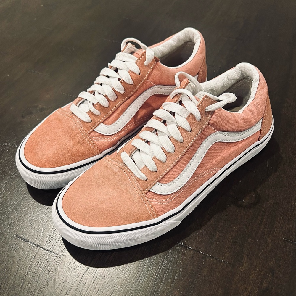Womens Size 8 Vans Old Skool Pink Laced Skater Shoes Canvas Suede Skate Shoes